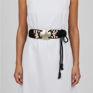 Black and Brown Beaded Shell Belt witchycore seacore boho